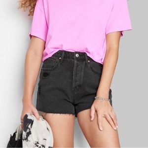 High Rise Cutoff Jean Shorts (Black Wash)